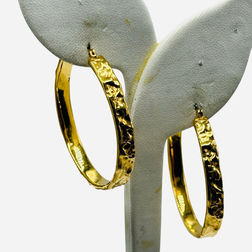 Contemporary Etienne Aigner Large Gold Plated Hoop Earrings